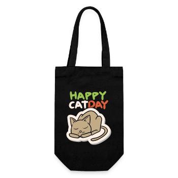 Cat, Happy Cat Day, Funny Cat, Cat Day - Gift Bag for Bottles - black - Front