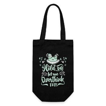 Let-Me-Overthink-This, funny cartoon frog - Gift Bag for Bottles - black - Front