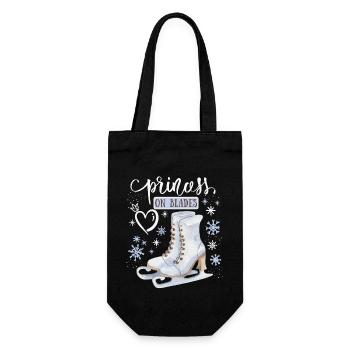 Schlittschuhe, Schlittschuhlaufen, Spruch-Princess - Geschenkbeutel für Flaschen - Schwarz - Vorne