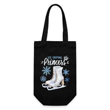 Schlittschuhe, Schlittschuhlaufen, Spruch-Princess - Geschenkbeutel für Flaschen - Schwarz - Vorne