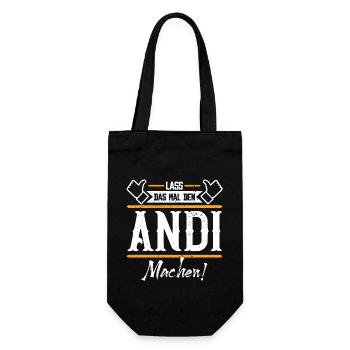 Andi Geschenkidee Geschenk Geburtstag - Geschenkbeutel für Flaschen - Schwarz - Vorne
