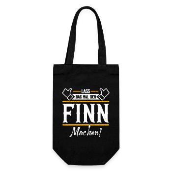 Finn Geschenkidee Geschenk Geburtstag - Geschenkbeutel für Flaschen - Schwarz - Vorne