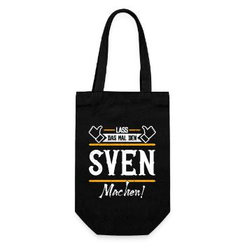 Sven Geschenkidee Geschenk Geburtstag - Geschenkbeutel für Flaschen - Schwarz - Vorne