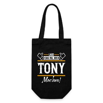 Tony Geschenkidee Geschenk Geburtstag - Geschenkbeutel für Flaschen - Schwarz - Vorne