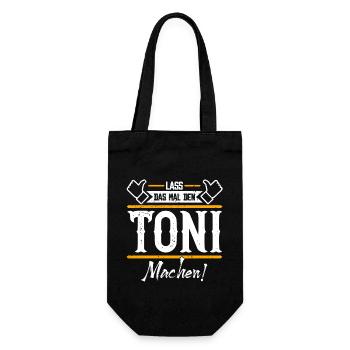 Toni Geschenkidee Geschenk Geburtstag - Geschenkbeutel für Flaschen - Schwarz - Vorne