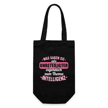 Was sagen Sie als Unbeteiligter Thema Intelligenz - Geschenkbeutel für Flaschen - Schwarz - Vorne