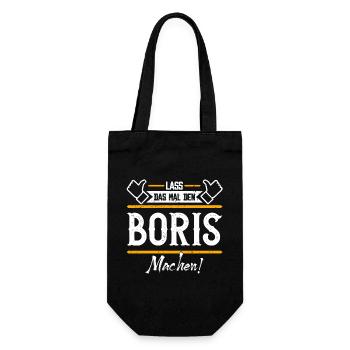 Boris Geschenkidee Geschenk Geburtstag - Geschenkbeutel für Flaschen - Schwarz - Vorne