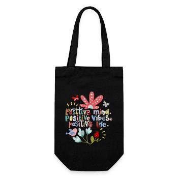 Positive motivation, positive vibes, typography - Gift Bag for Bottles - black - Front