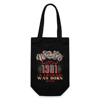 1981, birthday, November 1981, 11.1981, 11-1981 - Gift Bag for Bottles - black - Front