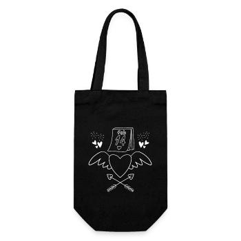 February 14 Valentine's Day, Love-Heart, Angel Wings - Gift Bag for Bottles - black - Front