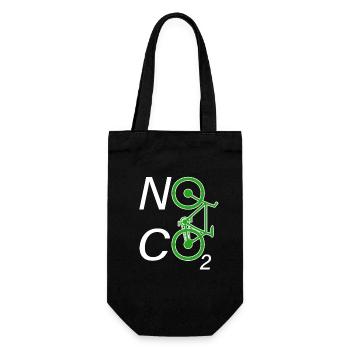 No CO2 Fahrrad Klimawandel MTB Mountainbike E-Bike - Geschenkbeutel für Flaschen - Schwarz - Vorne
