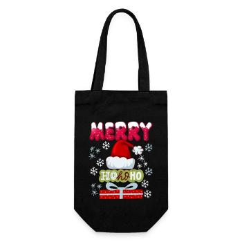 Père Noël, casquette, HoHoHo et cadeaux - Sac à bouteille - noir - Devant