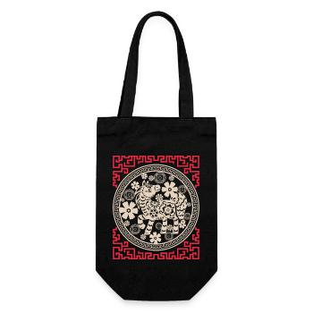 Chinesisches Horoskop China Jahr des Pferdes - Geschenkbeutel für Flaschen - Schwarz - Vorne