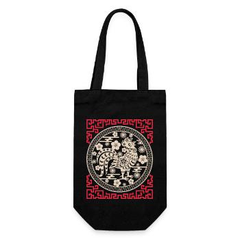 Chinese Horoscope China Year of the Rooster - Gift Bag for Bottles - black - Front