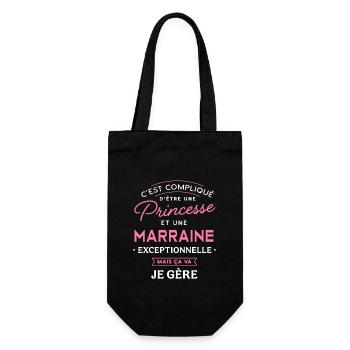 Princesse et marraine exceptionnelle je gère - Sac à bouteille - noir - Devant
