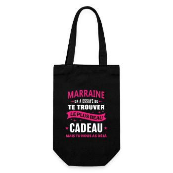 Marraine le plus beau cadeau c'est nous - Sac à bouteille - noir - Devant