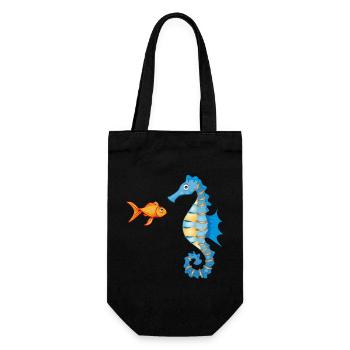 Poissons rouges et hippocampes comiques mignons - Sac à bouteille - noir - Devant