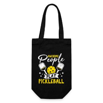 Awesome People Play Pickleball Funny Paddleball Pl - Geschenkbeutel für Flaschen - Schwarz - Vorne