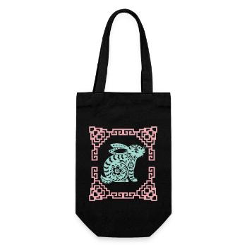 Year of the Hare, Chinese Horoscope China - Gift Bag for Bottles - black - Front