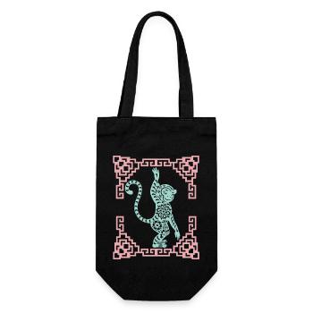 Year of the Monkey, Chinese Horoscope China - Gift Bag for Bottles - black - Front