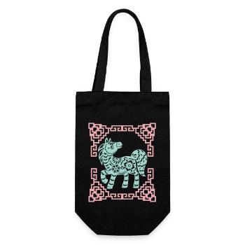 Year of the Horse, Chinese Horoscope China - Gift Bag for Bottles - black - Front