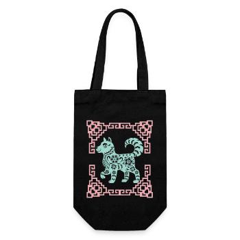 Year of the Dog, Chinese Horoscope China - Gift Bag for Bottles - black - Front
