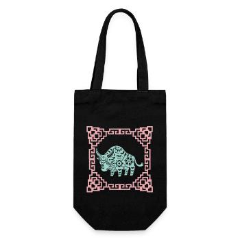 Year of the Ox, Chinese Horoscope China - Gift Bag for Bottles - black - Front
