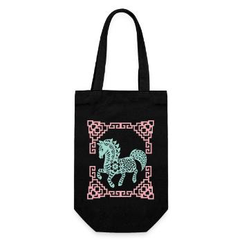 Year of the Horse, Chinese Horoscope China - Gift Bag for Bottles - black - Front