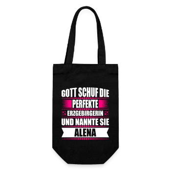 Erzgebirge Frau Namen Sachsen Alena - Geschenkbeutel für Flaschen - Schwarz - Vorne