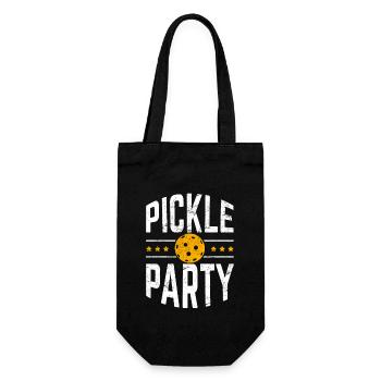 Pickle Party Funny Pickleball Player Coach Team - Gift Bag for Bottles - black - Front