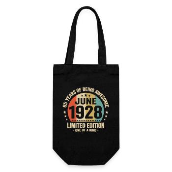 June 1928 95 years anniversary vintage gift idea - Gift Bag for Bottles - black - Front