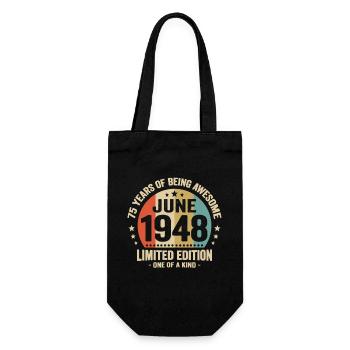 June 1948 75 years anniversary vintage gift idea - Gift Bag for Bottles - black - Front