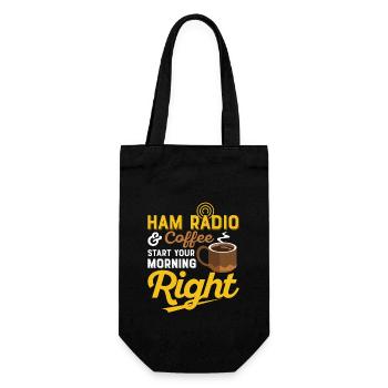 Ham radio & coffee - start your morning right Amat - Geschenkbeutel für Flaschen - Schwarz - Vorne