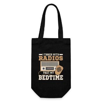 I Tinker With Radios Past My Bedtime Operator Ama - Geschenkbeutel für Flaschen - Schwarz - Vorne