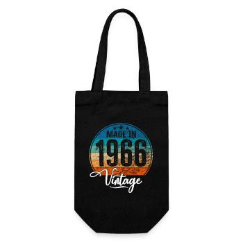 Vintage Made in 1966 Geburtsjahr 1966 Geburtstag - Geschenkbeutel für Flaschen - Schwarz - Vorne