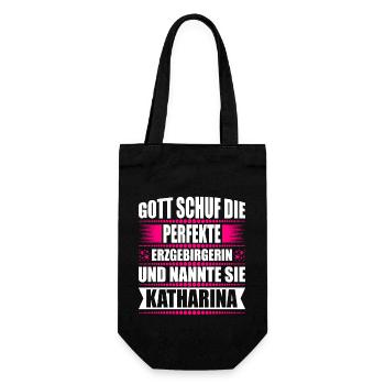 Erzgebirge Frau Namen Sachsen Katharina - Geschenkbeutel für Flaschen - Schwarz - Vorne