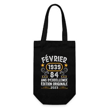 Anniversaire Vintage Idée Cadeau Février 1939 84 - Sac à bouteille - noir - Devant