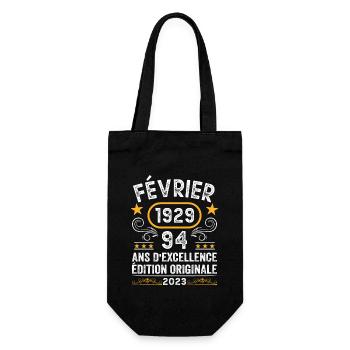 Anniversaire Vintage Idée Cadeau Février 1929 94 - Sac à bouteille - noir - Devant