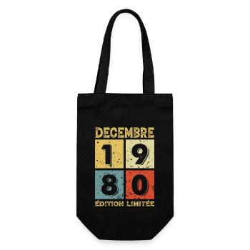 Anniversaire Vintage Idée Cadeau Décembre 1980 - Sac à bouteille - noir - Devant