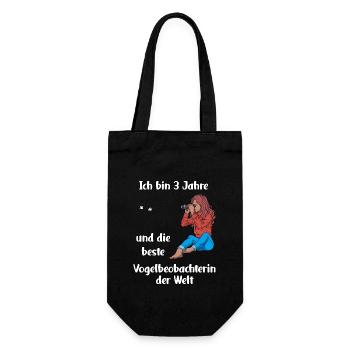 Ich bin 3 - Mädchen Vogelbeobachtung - Geschenkbeutel für Flaschen - Schwarz - Vorne