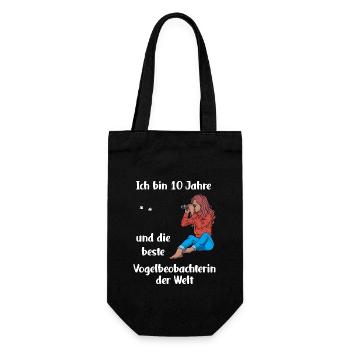 Ich bin 10 - Mädchen Vogelbeobachtung - Geschenkbeutel für Flaschen - Schwarz - Vorne