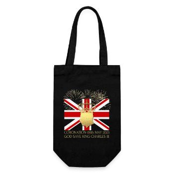 British King Coronation Charles England Flag - Gift Bag for Bottles - black - Front