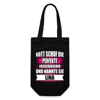 Erzgebirge Frau Namen Sachsen Lina - Geschenkbeutel für Flaschen - Schwarz - Vorne