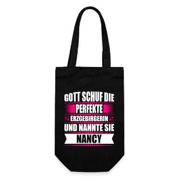 Erzgebirge Frau Namen Sachsen Nancy - Geschenkbeutel für Flaschen - Schwarz - Vorne