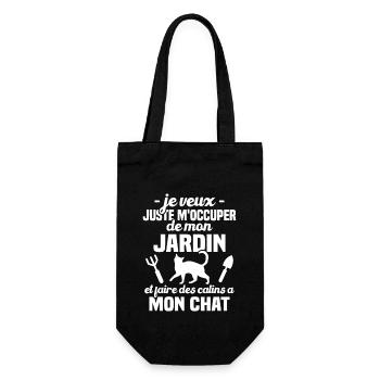 M'occuper de mon jardin - Cadeau jardinier chat - Sac à bouteille - noir - Devant