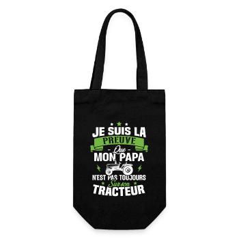 Tracteur Papa Agriculteur Humour Cadeau Papa - Sac à bouteille - noir - Devant