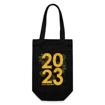 Goodbye 2022 Hello 2023 - New Year 2023 - Gift Bag for Bottles - black - Front