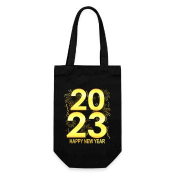 Party for New Year 2023 - Happy New Year - Gift Bag for Bottles - black - Front
