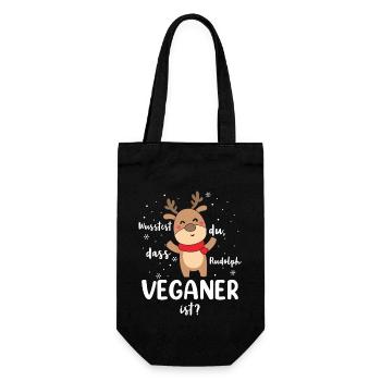 Wusstest du, dass Rudolph Veganer ist? - Geschenkbeutel für Flaschen - Schwarz - Vorne
