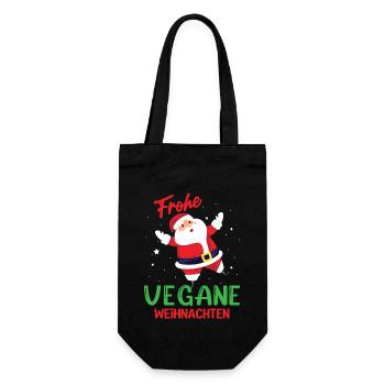 Frohe vegane Weihnachten - Geschenkbeutel für Flaschen - Schwarz - Vorne